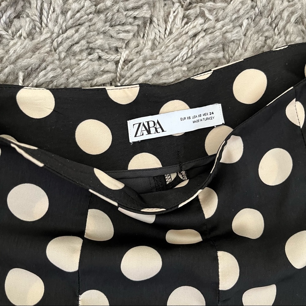 ZARA Polka Dot High Waist Satin Pants, XS - Picture 6 of 10
